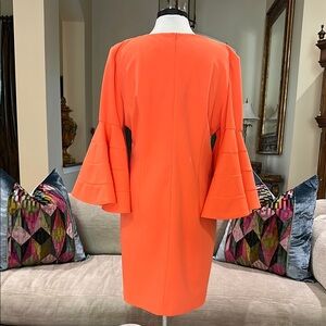 Elegant Orange Bell Sleeve Dress